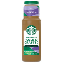 Starbucks Cold & Crafted Coffee + Splash of milk and Mocha - 11 oz Bottle