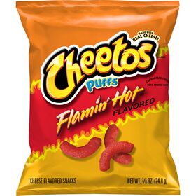 Cheetos Puffs Cheese Flavored Snacks Flamin' Hot Flavored 7/8 Oz