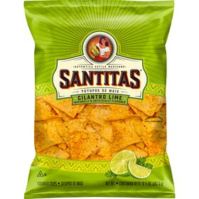 Santitas Tortilla Chips Cilantro Lime Naturally and Artificially Flavored 10 1/2 Oz