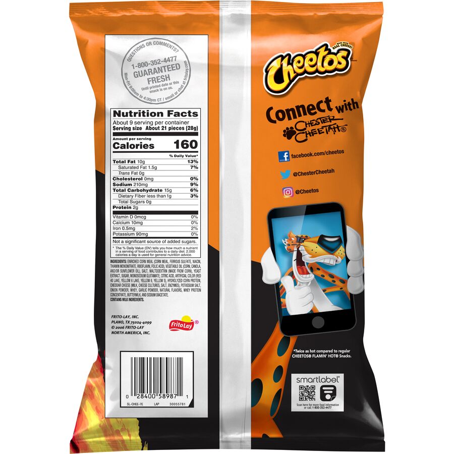 Cheetos Crunchy XXTRA Flaming Hot 3.25 oz Bag