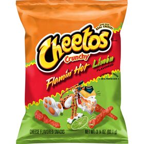 Cheetos Crunchy Cheese Flavored Snacks Flamin' Hot Limon Flavored 3 1/4 Oz