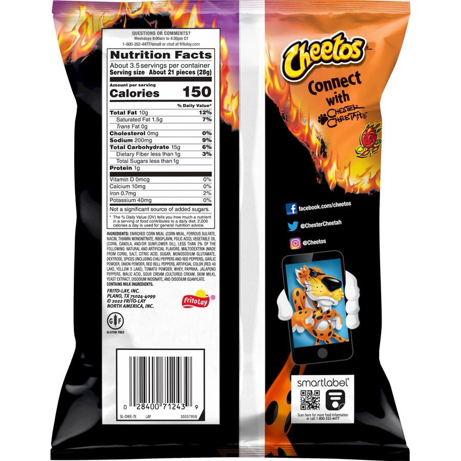 Cheetos Crunchy XXTRA Flamin' HotCheese Flavored Snack Chips, 8.5 oz Bag