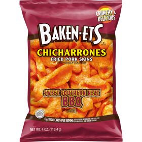 Baken-Ets Chicharrones Fried Pork Skins Sweet Southern Heat BBQ Flavored 4 Oz