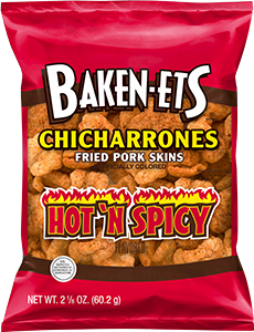 Baken-ets Chicharrones Fried Pork Skins Hot'N Spicy Flavored 2 1/8 Oz