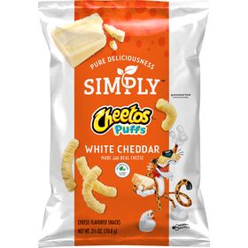 Cheetos Simply Puffs Cheese Flavored Snacks White Cheddar 2 1/2 Oz