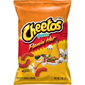 Cheetos Puffs Cheese Flavored Snacks Flamin' Hot Flavored 3 Oz