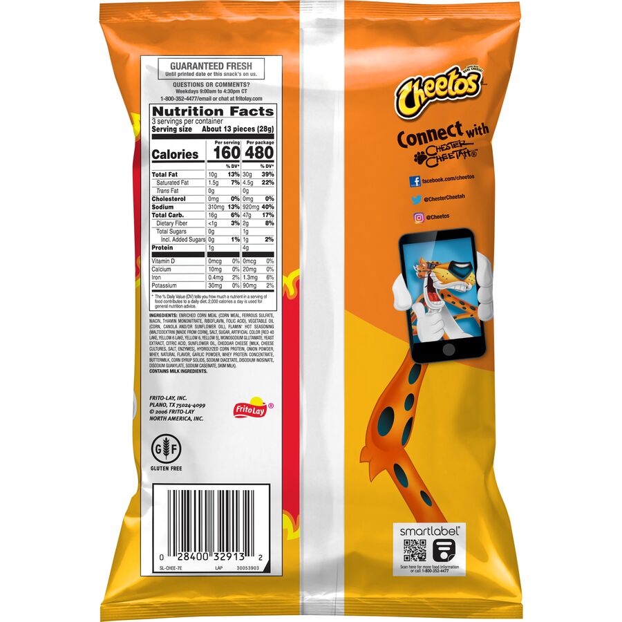 hot cheetos puffs nutrition facts