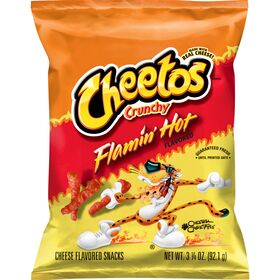 Cheetos Crunchy Cheese Flavored Snacks Flamin' Hot Flavored 3 1/4 Oz