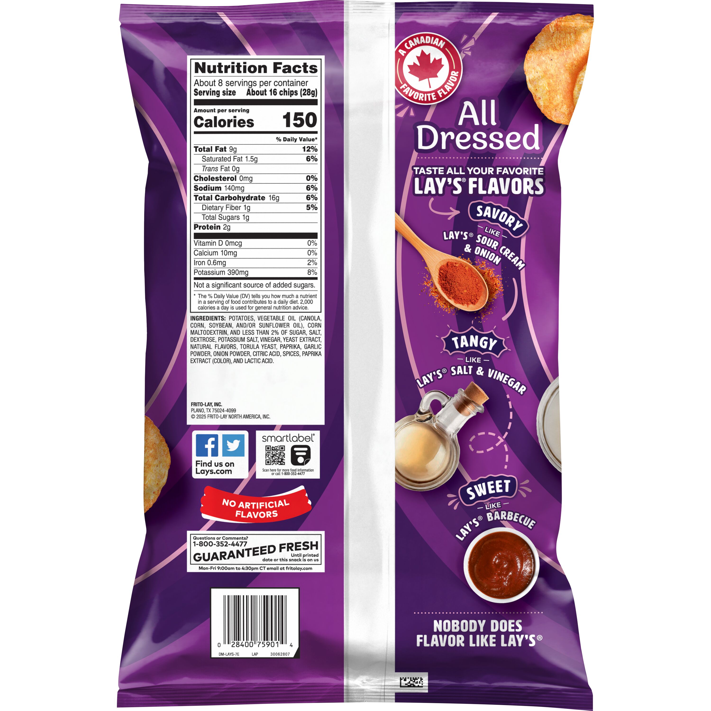 all dressed lays potato chips Lay's Variety Pack, 1 oz Bags, (21 Pack) (Packaging and Formula May Vary) Lays All Dressed Potato Chips are the perfect addition to any occasion Lays Kettle Cooked All Dressed