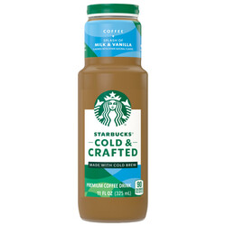 Starbucks Cold & Crafted Coffee + Splash of milk and Vanilla - 11 oz Bottle