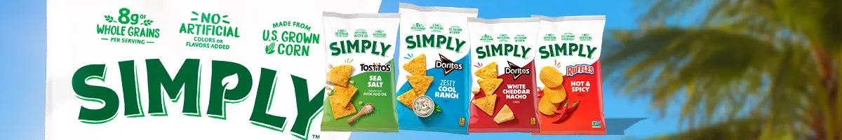 Simply line of Tostitos, Doritos, and Ruffles