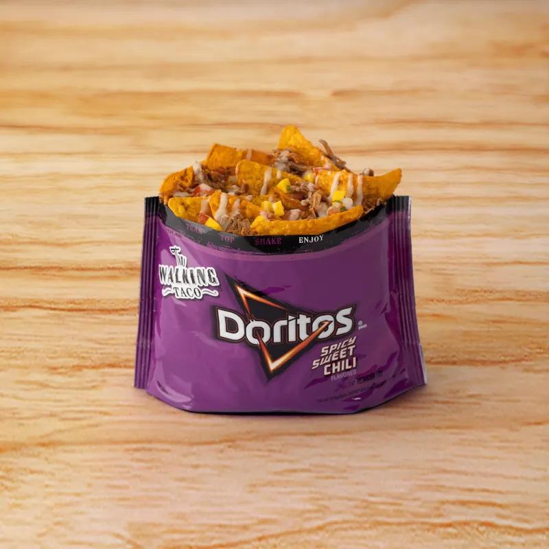 Sweet Heat Island Carnitas with Walking Taco Doritos Reduced Fat Spicy Sweet Chili Flavored Tortilla Chips
