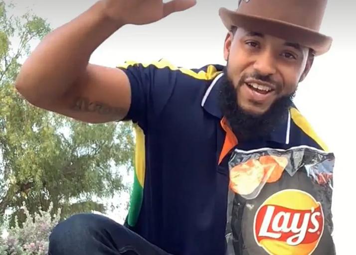 Myron Denson records a motivational video for his teammates.