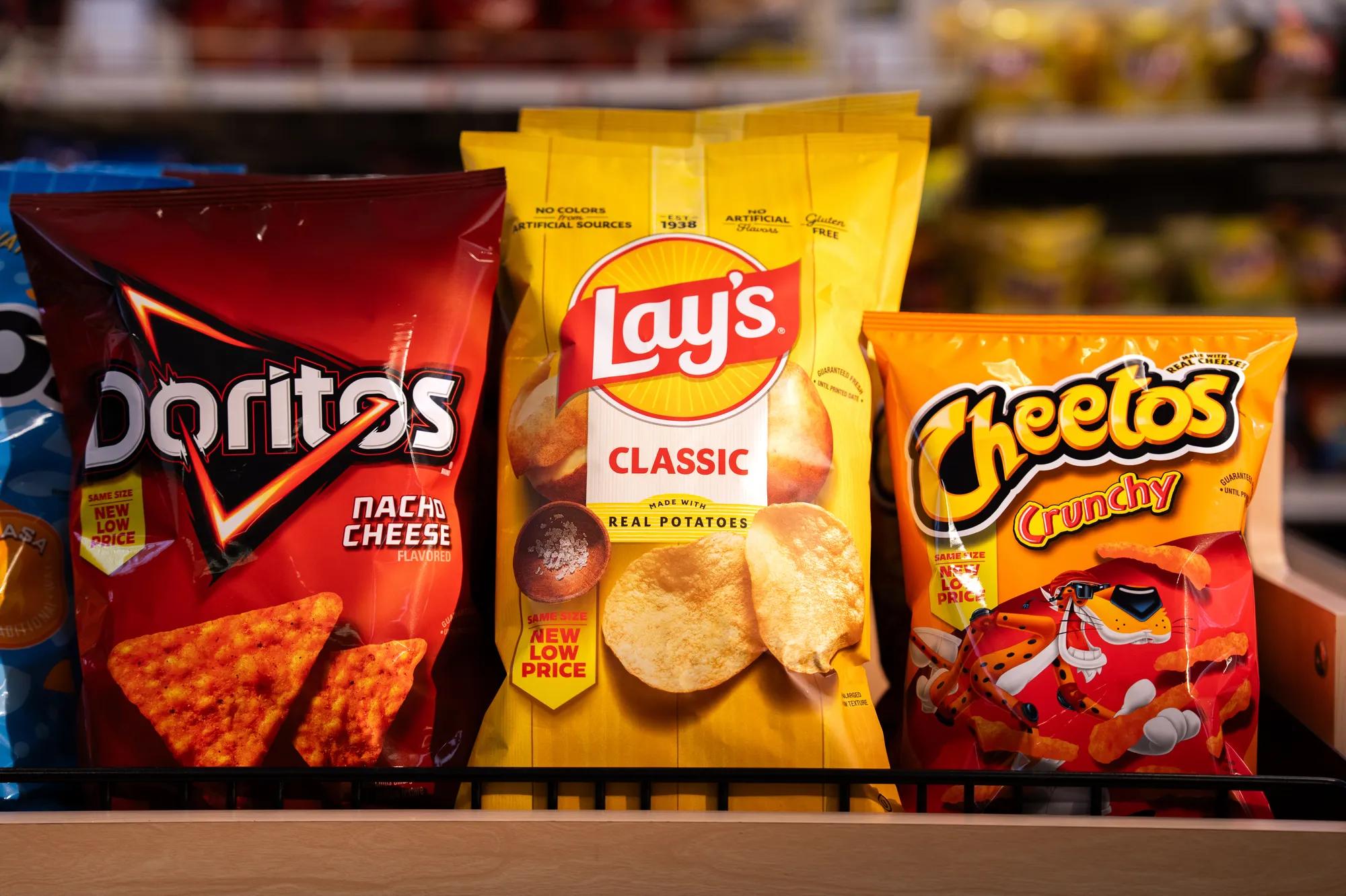 PepsiCo Foods U.S. price change on Lay’s®, Doritos®, Cheetos® – same size, new lower price.  Credit: PepsiCo Foods U.S.